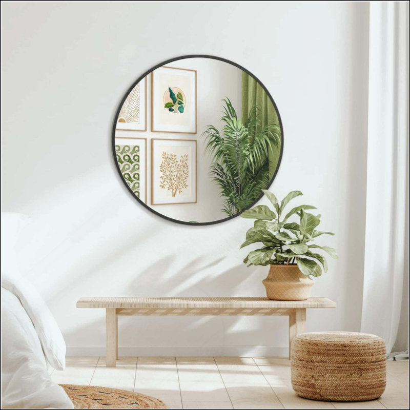 Miroir mural pour salle de bain, 32 po x 32 po, Noir
