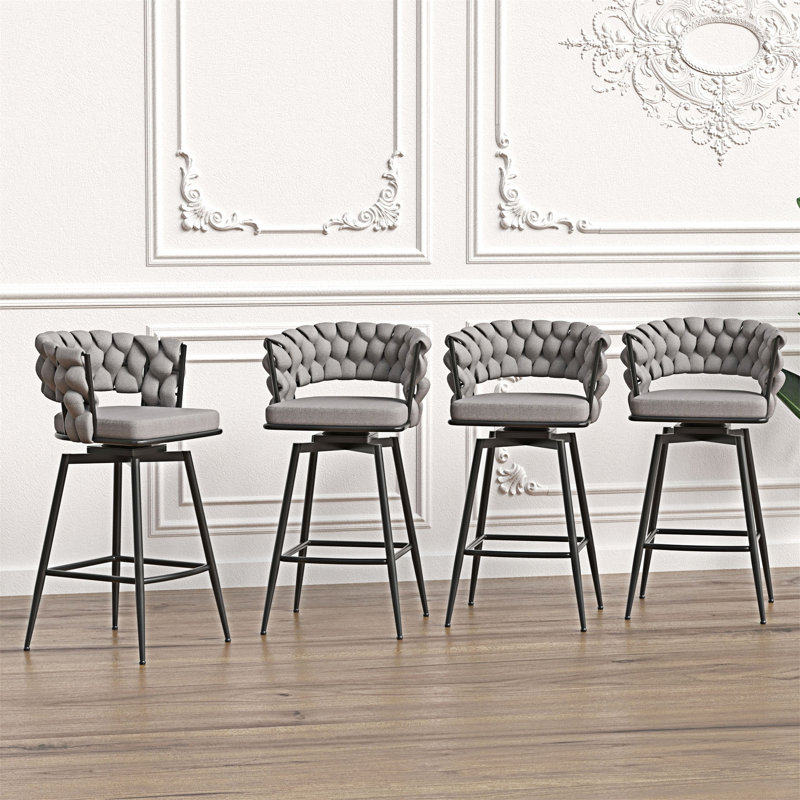 Ensemble de 4 chaises rembourrées pivotantes avec accoudoirs, 4, Gris