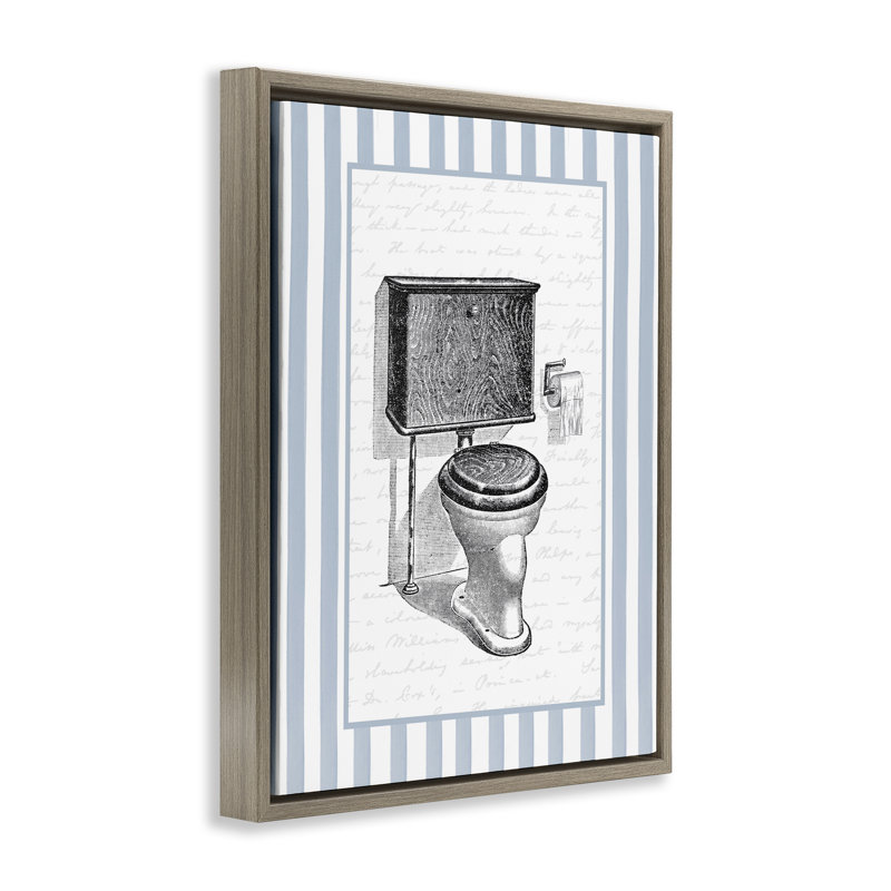 Cadre flottant rétro à rayures bleues de toilette, design par lettré et doublé, Cadre flottant orme Montalcino