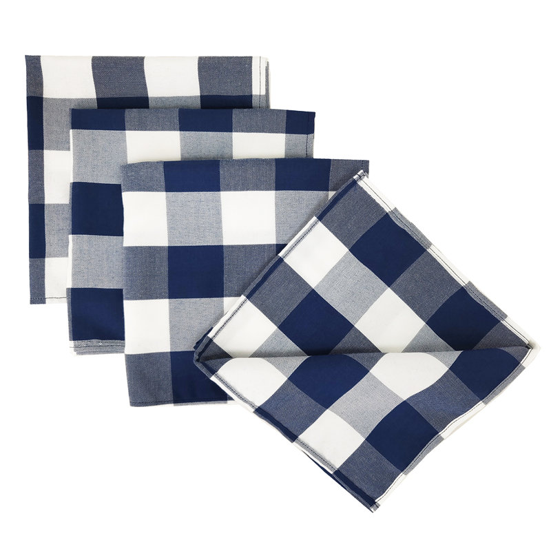 Kerstine Polyester Checkered Rectangle Napkin, Navy
