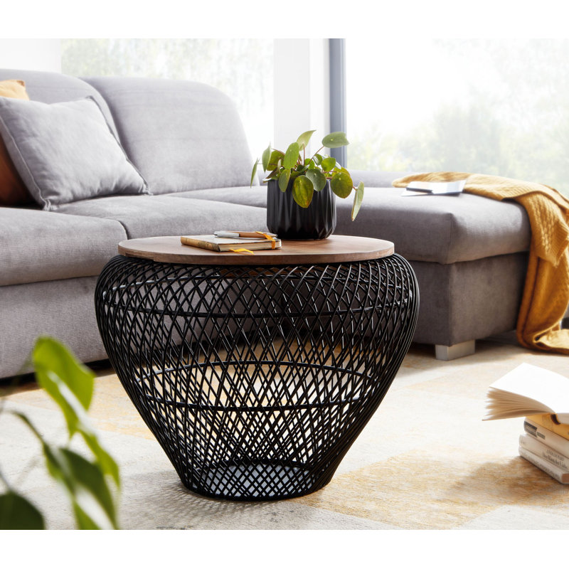 Alatorre Drum Coffee Table with Storage, Black