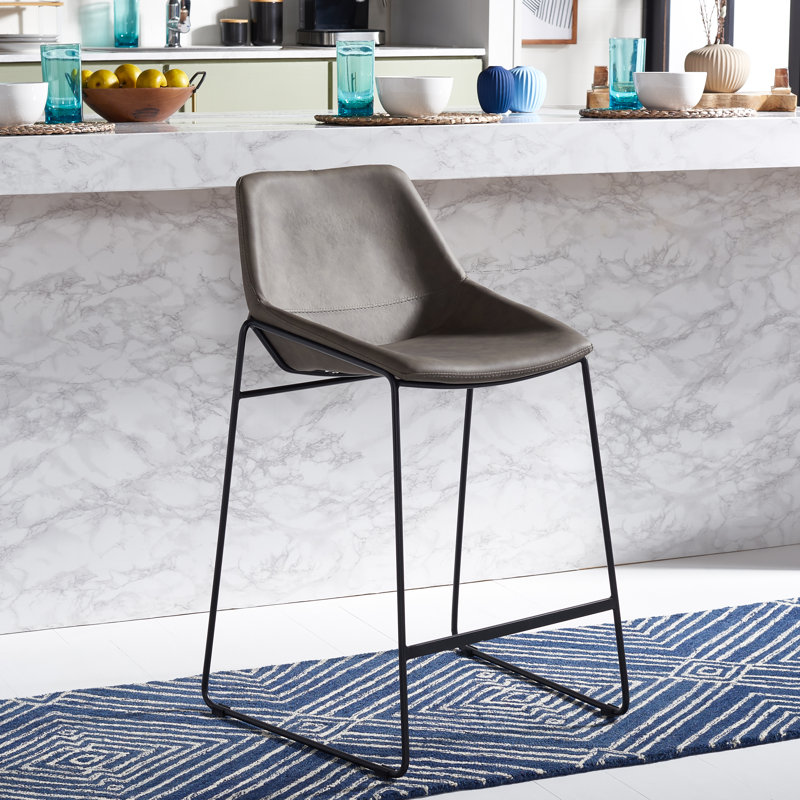 Tabouret de comptoir 27 po Chaliah, Gris foncé, Noir