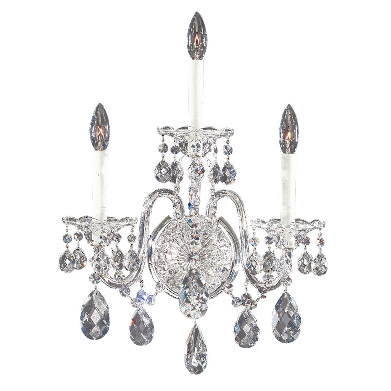 Sterling Candle Wall Light, Aurelia, Heritage Handcut Crystal Clear, 110 V