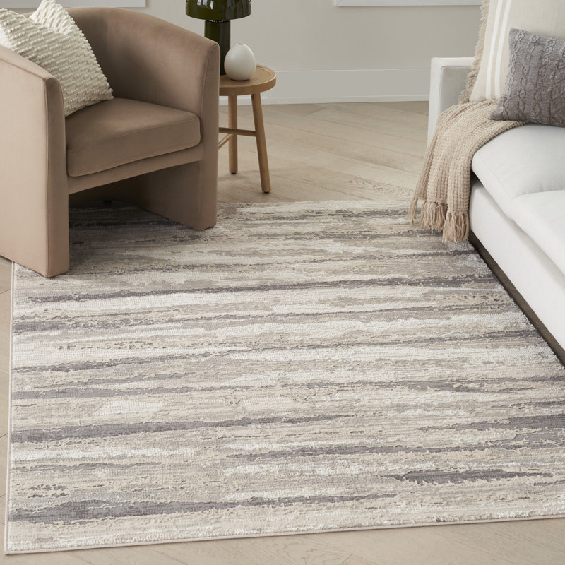 Ivaline Modern Striped Sustainable Woven Rug, Rectangle 6' x 9'