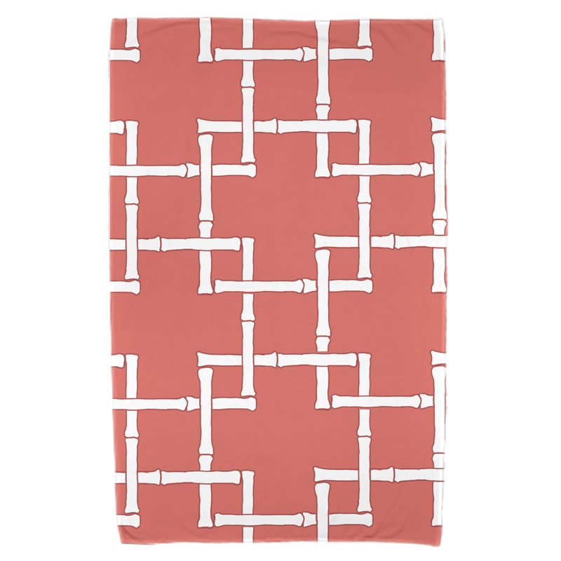 Serviette de coton à imprimé de bambou 1, Corail