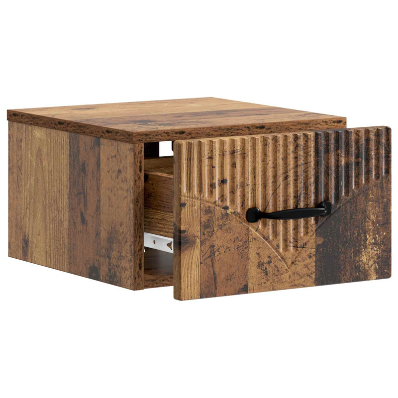 34.5cm W Manufactured Wood Bedside Table, Old Wood