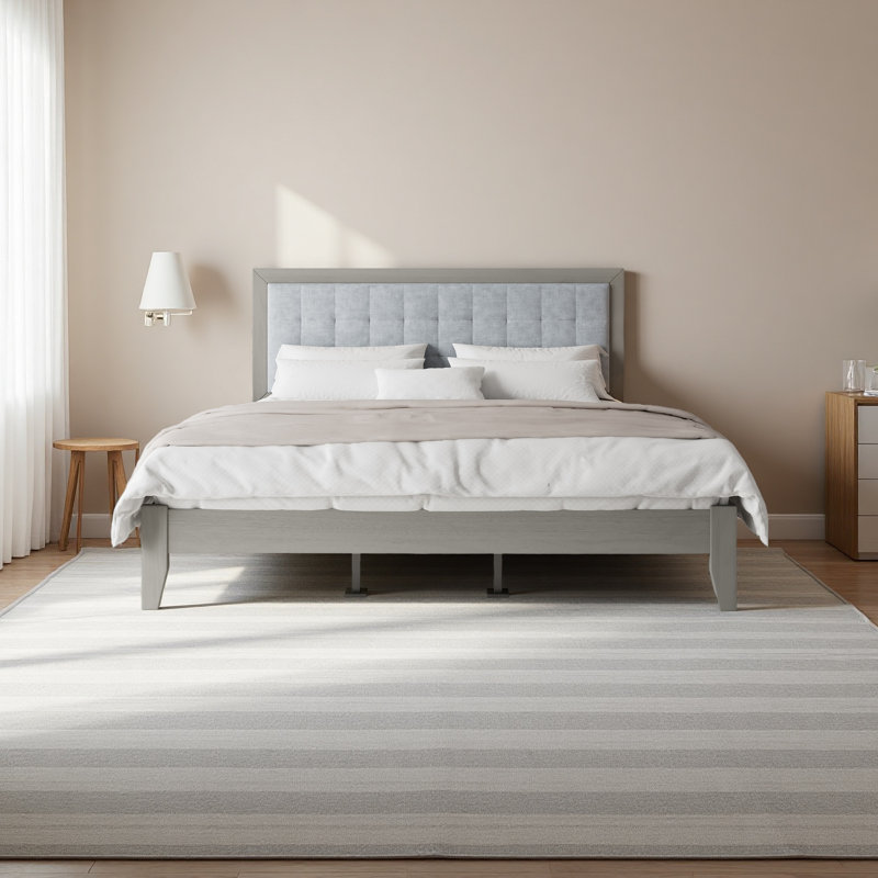 Solid Wood Platform Upholstered Headboard, King