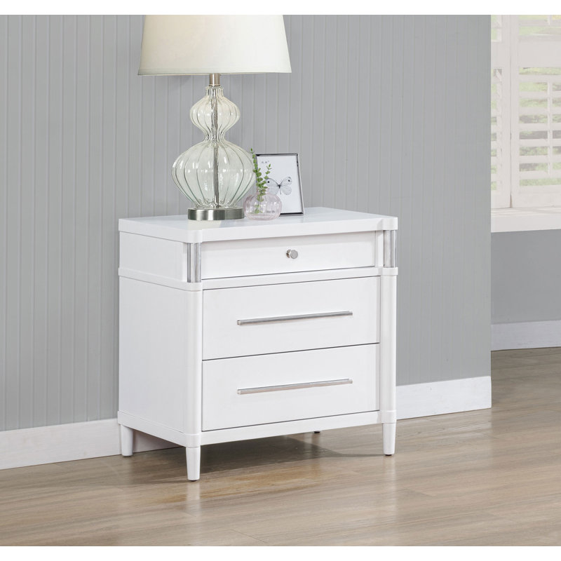 3-Drawer Nightstand With Felt Lined Top Drawer
