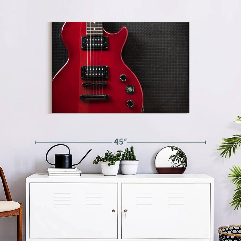 Guitare électrique Abarca Shiny Red, H 24 po x l 36 po