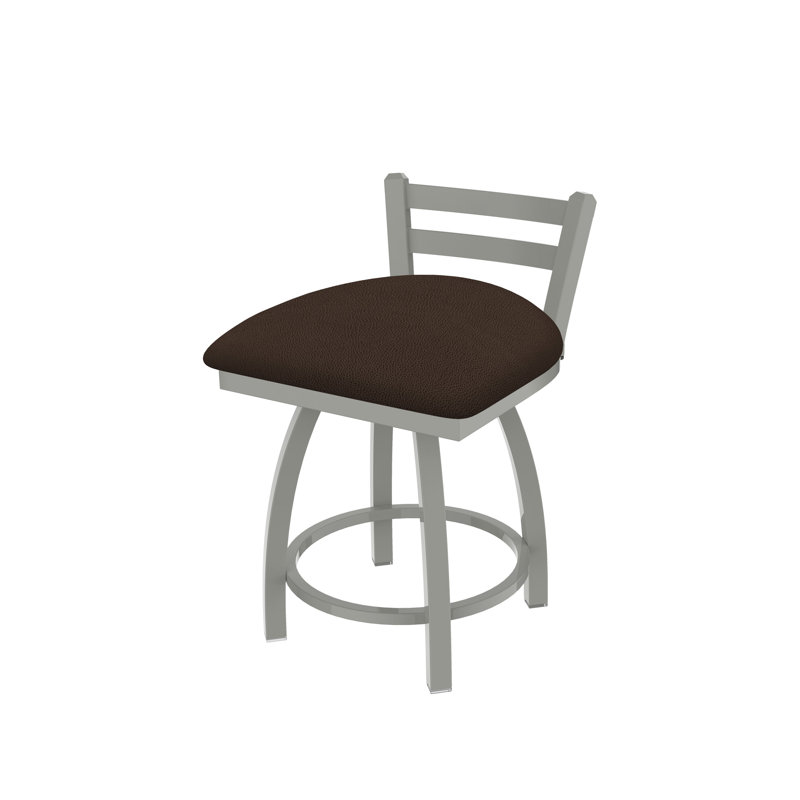 Tabouret de coiffeuse en métal Jackie, Nickel anodisé, Vinyle et café
