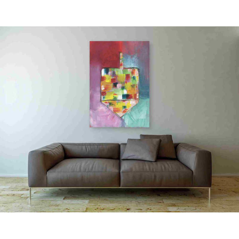 «Dreidel of Many Colors» par Linda Woods, art mural sur toile, H 60 po x l 40 po