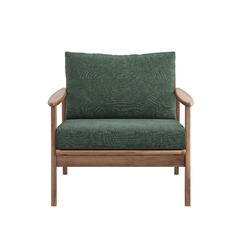 Ensemble de 2 chaises club de patio Anya, tissu Sundura, bois d'acacia brun, Vert mousse