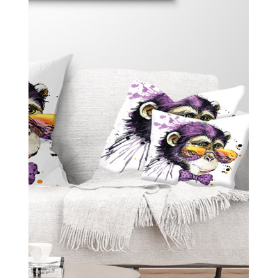 Cool Monkey - Animal Printed Throw Pillow