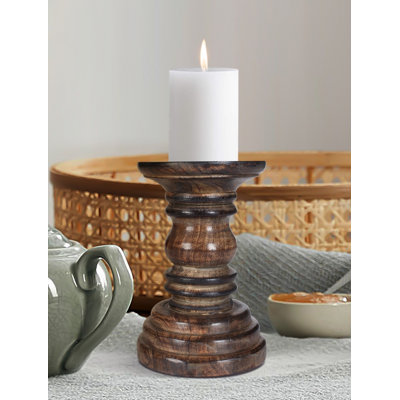 H Fireplace and Floor Tabletop Candlestick Holder with Candle Included