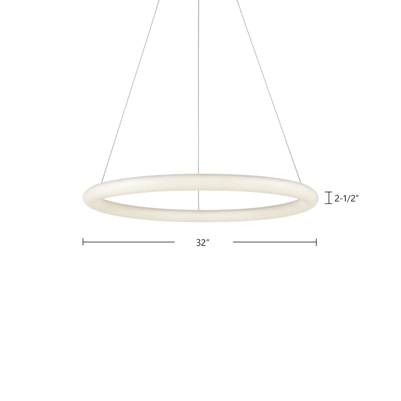 1 - Light LED Pendant, 2.5" H x 31.88" W x 31.88" D