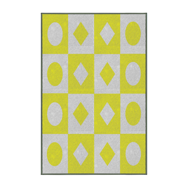 Tapis jaune géométrique, Rectangle 5 pi x 7 pi