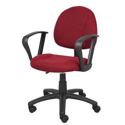 Jea Swivel Posture Chair, Loop Arms, Tweed, Rolling Wheels by Benjara