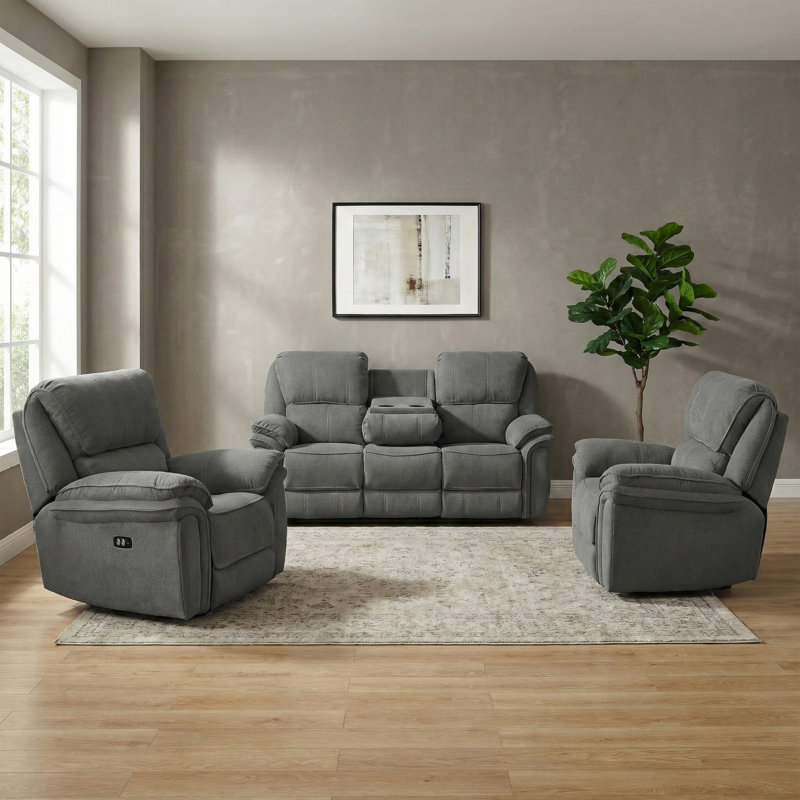 Coomer 3 Seater Recliner, Dark Grey, Power - Push Button