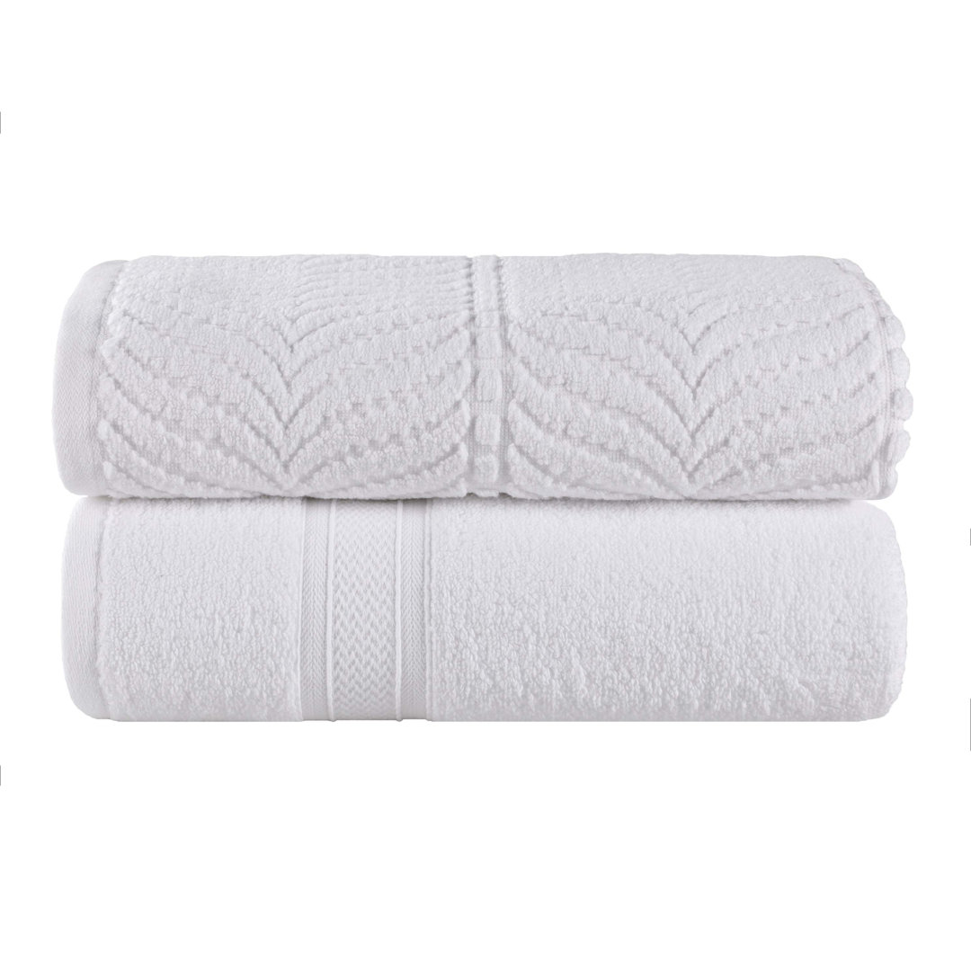Telemanus Chevron Zero Twist Solid and Jacquard Cotton Bath Sheet (Set of 2) Latitude Run®