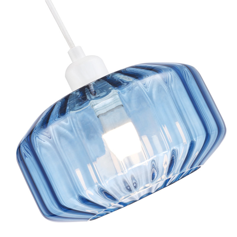 13cm H Glass Drum Pendant Shade ( Screw On ), Midnight Blue