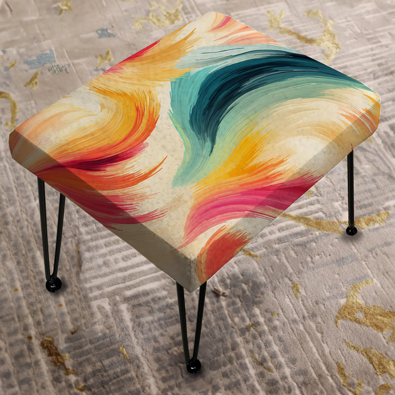 Teal And Yellow Boho Ikat Spirit Embraced - Floral Rectangle Ottoman