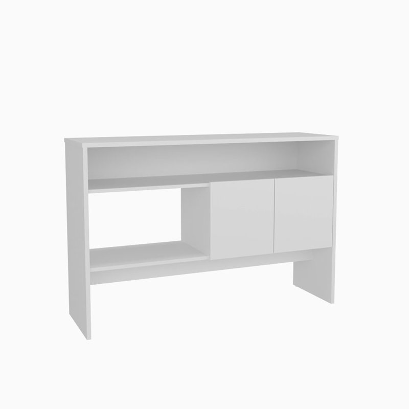 Console Table with Double-Door Cabinet, White