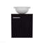 Meuble-lavabo flottant à une porte, avec lavabo vasque et une tablette, rangement de salle de bain, noir-1048219184