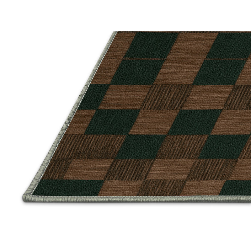 Tapis vert à carreaux lavable à la machine, Carré 4 pi