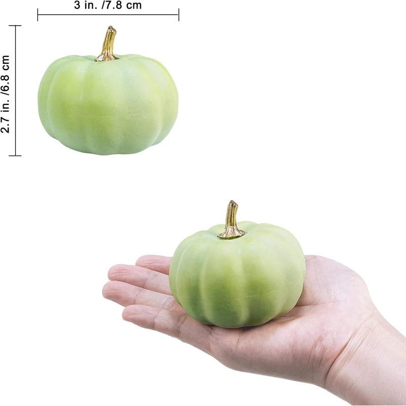 12 petites citrouilles artificielles 12 pièces, Vert clair