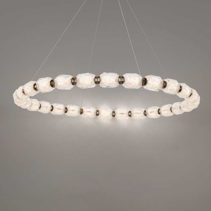 Seduction 28 Light Crystal LED Pendant, Aged Brass