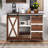 55.5" Farmhouse Kitchen Island With Drop Leaf, Kitchen Storage Island With Barn Door, Power Outlet, Rolling Kitchen Cart On Wheels With Spice Rack, For Home, Kitchen, Dining Room-693877460
