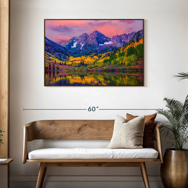Beauté d'automne Maroon Bells, Cadre flottant noyer, 43 po x 29 po