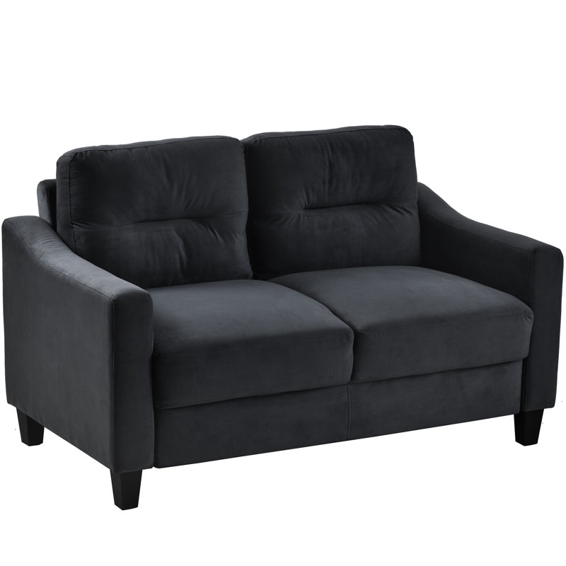 Velours pour la chambre à coucher, canapé de détente légèrement incliné confortable en velours, construction, petits espaces et bureau noirs