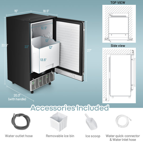 Kismile Built-in Ice Maker Machine, Commercial Lab Ice Maker with 80lbs Daily, Reversible Door, Drain Pump,24H Timer & Self-Cleaning, Under Counter