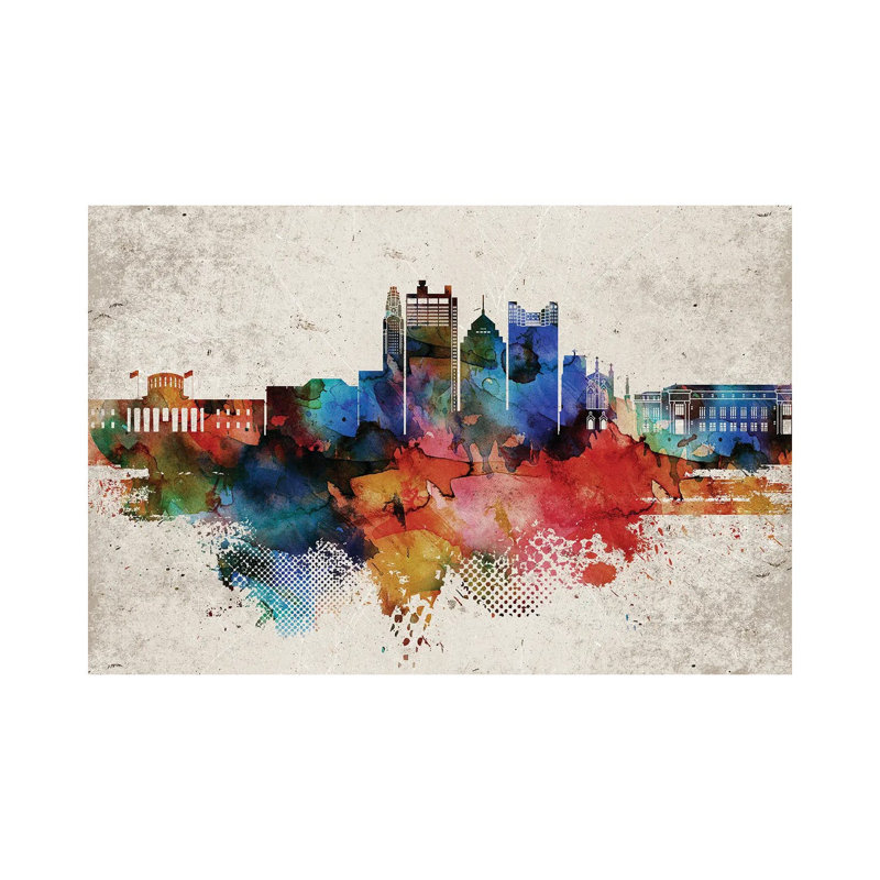 Columbus Abstract by WallDecorAddict - Wrapped Canvas Print, 66.04 cm H x 45.72 cm W