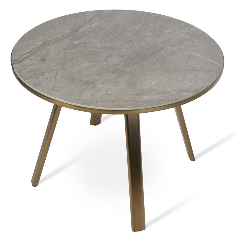 Table de salle à manger Denver, Laiton, L 40 po x l 40 po, Gris