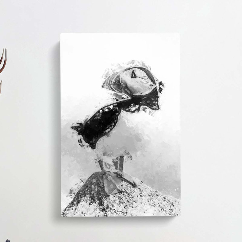The Atlantic Puffin Bird In Abstract - Wrapped Canvas, 76cm H x 50cm W x 3cm D