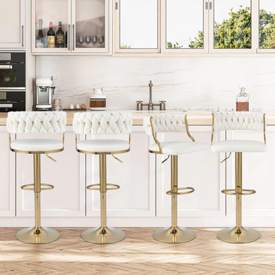 Ensemble de 4 tabourets de bar réglables en velours Everly Quinn