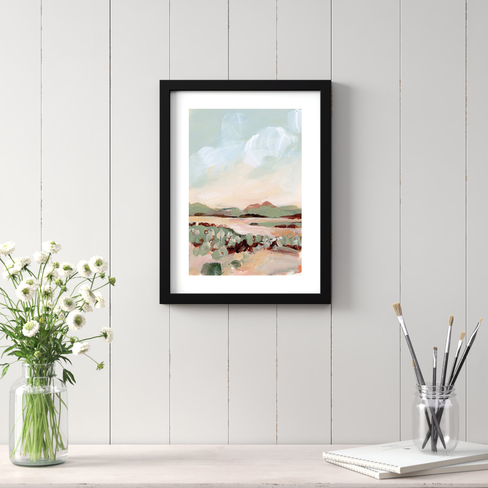 Chamois Autumn Meadow Framed On Paper by Katrina Pete Print, 17" H x 13" W x 1" D, Brown