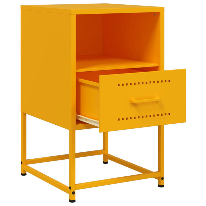Angeliese 36cm W Steel Bedside Table, Mustard Yellow
