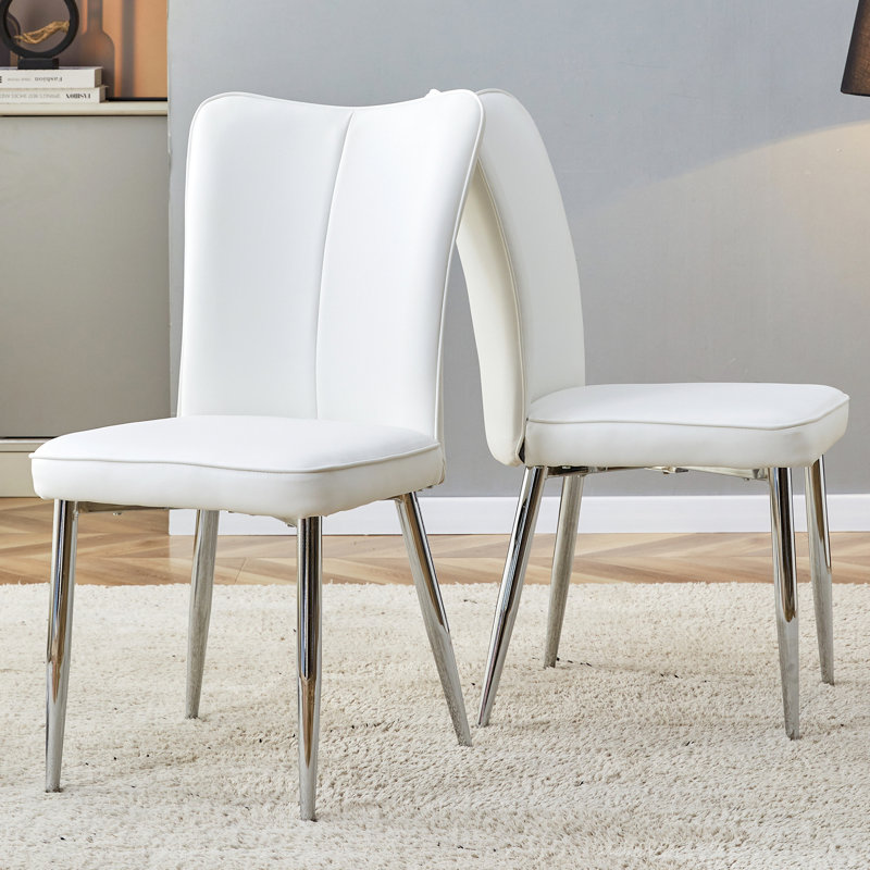 Chaises de bureau en métal argenté et en métal argenté de haute qualité, 2 pièces, avec un bon support et 2 pieds confortables
