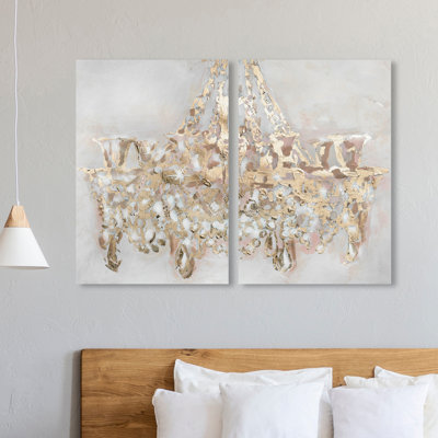 Abstract " Abstract Chandelier Glam Gold " by Oliver Gal 2 - Pieces Painting Print