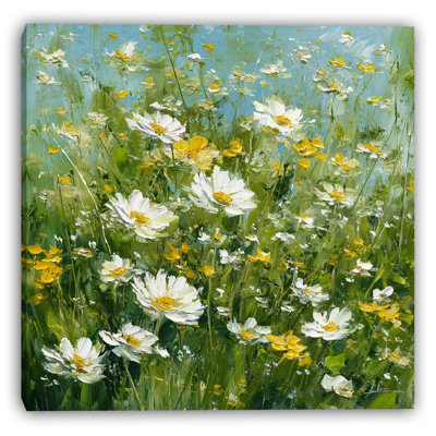 Meadow Breeze Daisies Wrapped Canvas Wall Art