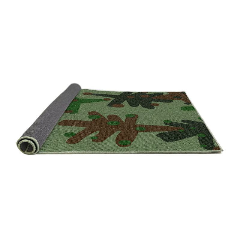 Tapis vert/brun à motifs, Rond 8 pi