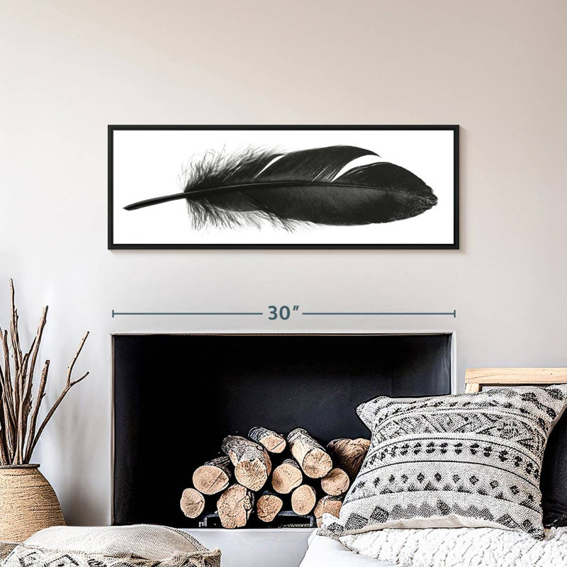 Plume foncée, Cadre flottant noir, 31 po x 11 po