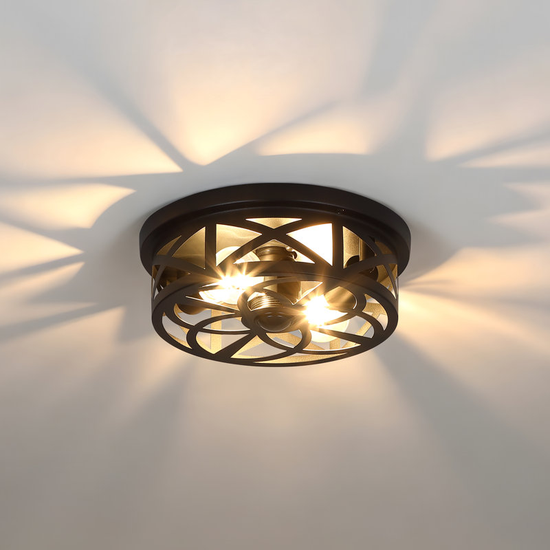 Plafonnier extérieur 11 po à 2 lumières avec détecteur de mouvement, détection de mouvement à 360 °, minuterie réglable, luminaire d'entrée de garage d'extérieur