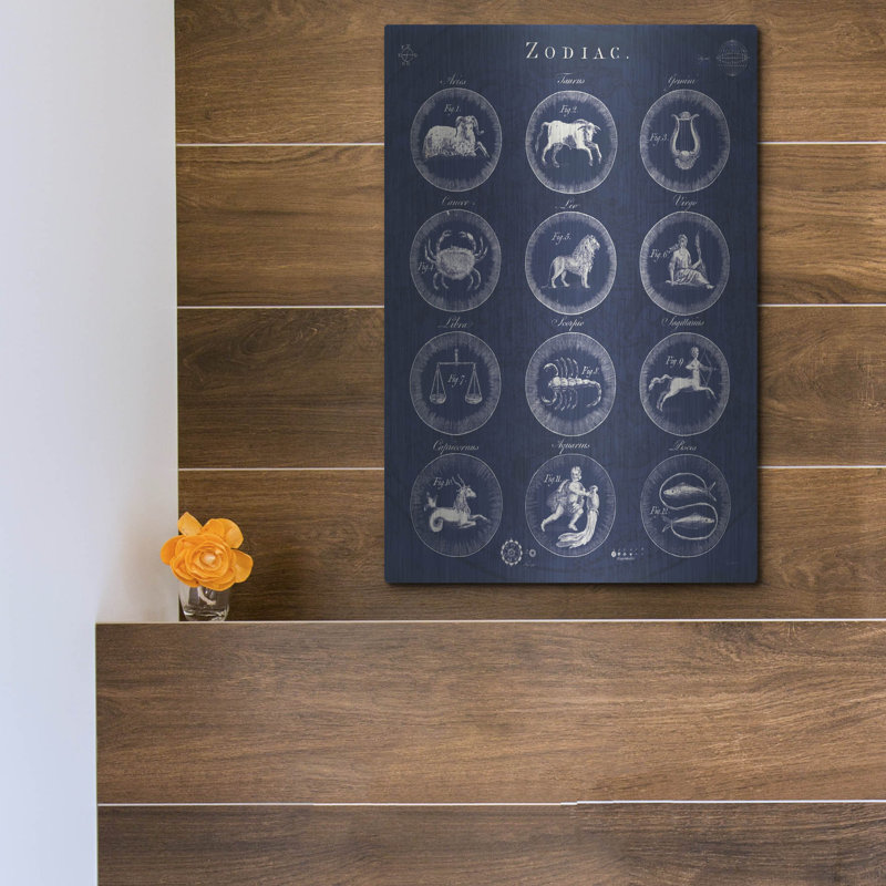 Art mural luxueux «Zodiac Blueprint V2» par Sue Schlabach, H 16 po x l 12 po