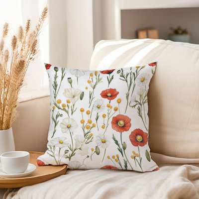 Floral Wildflowers Floral Flowers Pattern IX Cottage Throw Pillow Cover