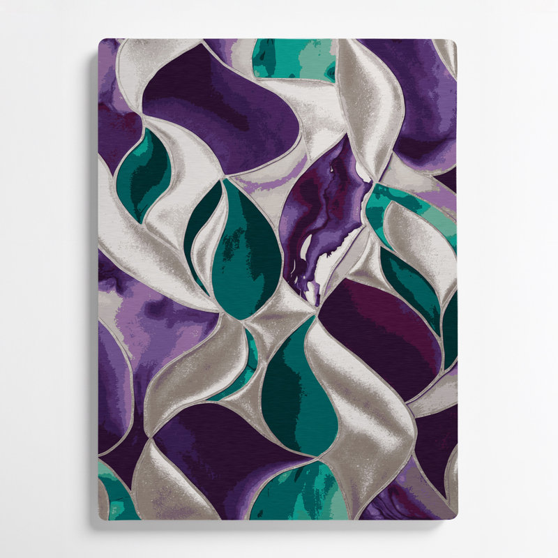 Abstrait aquarelle 37, art mural mauve en métal,  24" H x 36" W