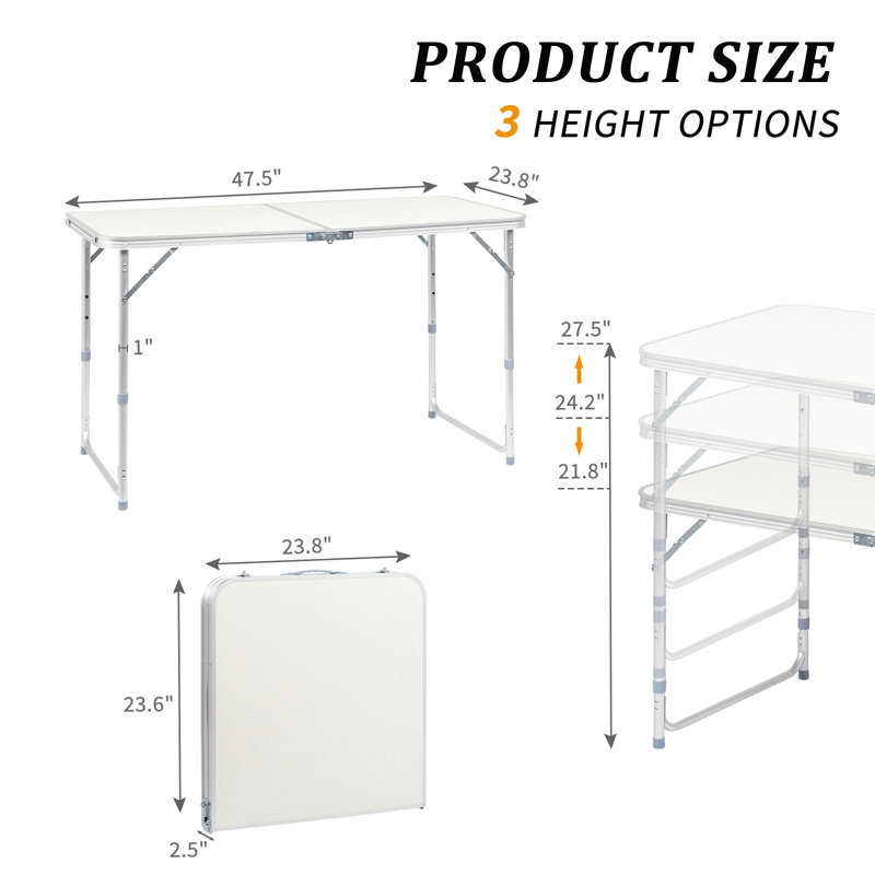 47.5'' Rectangular Adjustable Folding Table
